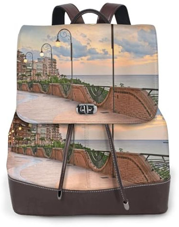 ASEELO Rucksack Damen PU Leder Rucksack ortona city Anti Diebstahl Schultertasche Wasserdicht Casual Daypack für Schule Reisen, Schwarz , Women's leather backpack