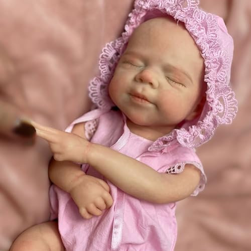 Gileutay 33cm Realistico Bambole Reborn Ragazza Bambola in Silicone Pieno E Solido Neonati Addormentati Dipinti a Mano per Bambina