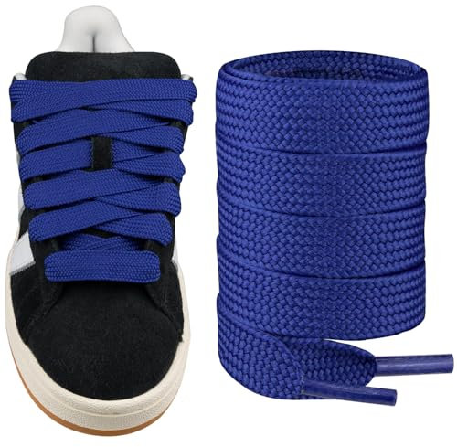 Endoto Cordones para Adidas Campus 00s Zapatos, 16mm de ancho Agujetas Cordón de Repuesto planos y gruesos para zapatillas Shoelaces Laces - Azul, 54 pulgadas