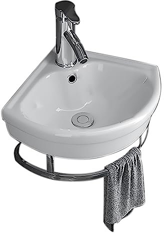 WLCNYL Lavabo pequeño de cerámica, Lavabo de Recipiente pequeño para baños con Orificios de Grifo amplios, Lavabo de baño Flotante, Lavabo de tocador montado en la Pared, Lavabo de Arte para Lavar,