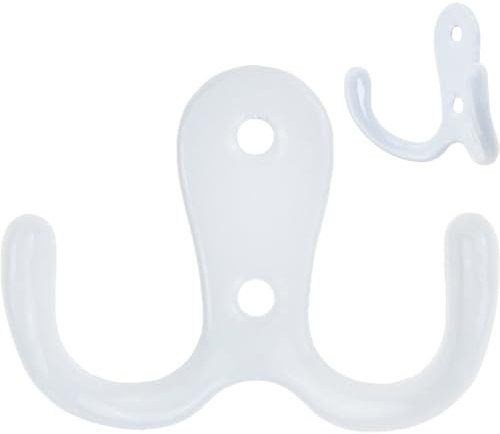 Garderobenhaken doppelt weißes Metall für Garderobe Garderobe, Massive Doppel-Haken, Garderoben-Haken, Handtuch-Haken Kleider-Haken, Eisen-Haken, Vintage Landhaus Retro