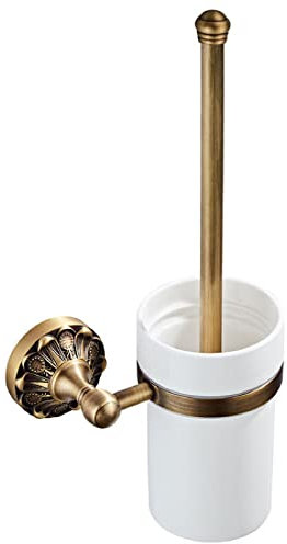 Escobilla de baño, escobilla de baño Fina grabada en Relieve de Bronce Antiguo del chasis Redondo en Relieve