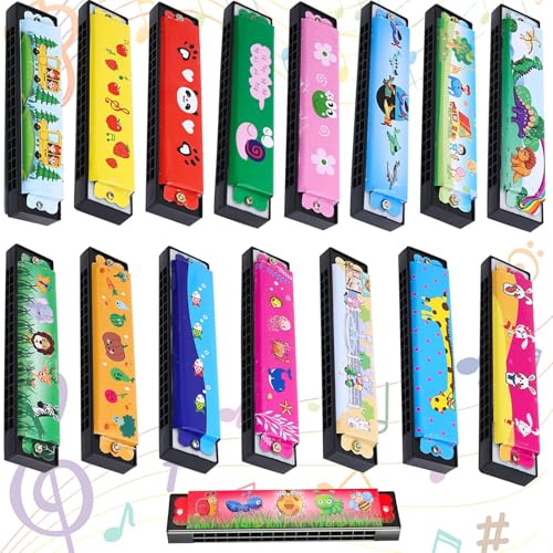 16 Stück Mundharmonika, Diatonische Harmonika, Cartoon Harmonika Geschenke | Harmonica 16 Löcher Mundharmonika, 13 cm Mundharmonikas C-Dur, Instrumente Mundharmonikas für Profis, Party Geschenke
