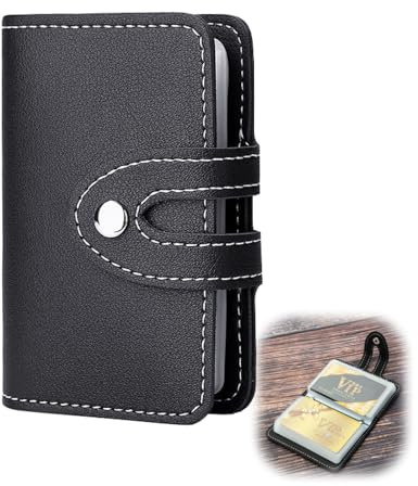 Dumhuts Porta Carte di Credito in Pelle PU Elegante per Uomo e Donna, Portafoglio Sottile con 26 Slot per Carte di Credito, Patente e Carte Fedeltà, Design Compatto - Nero