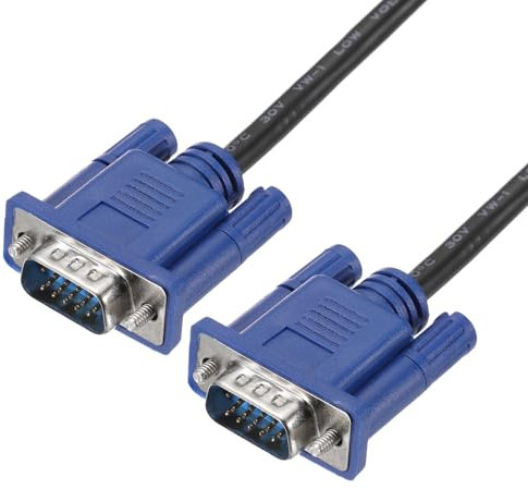 sourcing map VGA to VGA Cable, 6 ft Black VGA to VGA Male to Male Video Output Cable 1920 x 1080p Resolution for Laptops, Monitors, Projectors, TVs, GPU, PC