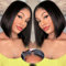 Bob Wear and Go Glueless Wig Human Hair Pre Plucked Pre Cut 4X4 Ready to Wear Glueless Straight Bob Lace Front Wigs For Women HD Transparent Lace Closure Wigs Human Hair Natural Black Color 10 Inch