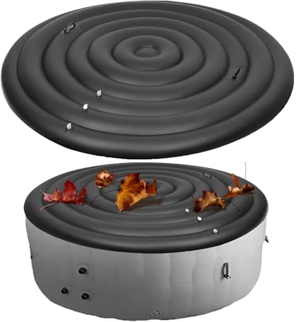 Aufblasbare Abdeckung für Whirlpools, Ø 128/158/180 cm 3 Größen Verstellbarer Thermoabdeckung für Whirlpools Schnelles und Einfaches Winddichter Regenfester Abdeckungsschutz (with Handle,Black)
