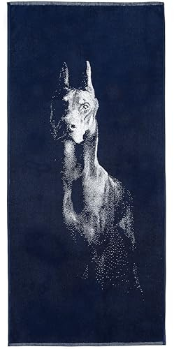 Badetuch 67x150 cm, 100 % Baumwolle – Dobermann, Strandtuch, Duschtuch
