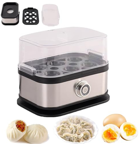 Cuociuova intelligente in acciaio inossidabile, capacità 6 uova, bollitore elettrico rapido con spegnimento automatico, per uova sode/morbide/al dente, mais e panini.