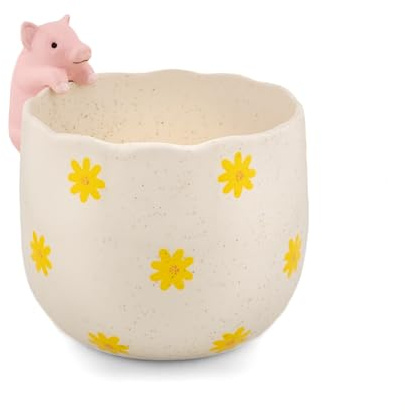 Sass & Belle Peeking Pig Planter - Indoor Plant Pot, Animal Design for Cactus or Succulent, Ceramic Planter for Home Décor, Flower Pot Designed by Sass and Belle