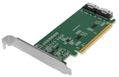 ICY DOCK PCIe 4.0 x16 NVMe Adapterkarte mit 2 x SlimSAS 8i (SFF-8654) Anschlüssen & Redriver (PCIe Bifurcation erforderlich) - EXLink MB308A