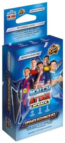Topps UCC Match Attax 2025/26 - Update Eco Pack #2 - Star Ballers - enthält 41 Cards, darunter 16 Exklusive Star-Baller-Cards und eine Supreme Talent LE