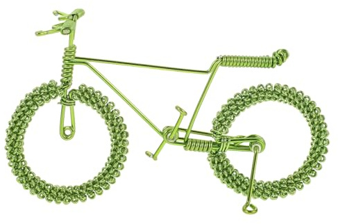 Toyvian Colorful Aluminum Wire Miniature Bicycle Model Green DIY Craft Sculpture Decor for Home and Desk, Small Handmade Bike Ornament for Arts and Crafts Enthusiasts