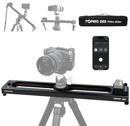 Accsoon Toprig S60 Motorized Camera Slider Camera Dolly Rail Slider Button/APP Control, Speed Adjust/Time-Lapse/120° Panoramic/Loop Mode, Compatible with Gopro DSLR Phone for Photography (24inch)
