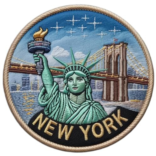 New York Patch Embroidered Iron-on/Sew-on Badge (3 Inch) Travel USA Statue of Liberty Souvenir Emblem Gift Patches