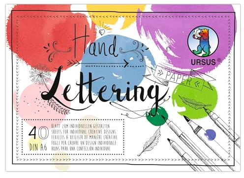Ursus 2498 64 99 - Papier pour lettrage à la main « Colourful », 40 feuilles, format A6, carton pour cartes de correspondance 190 g/m² en 15 couleurs, papier de bricolage pour la création