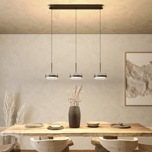 NEONA SOLANA LED Pendelleuchte Schwarz Glas Aluminium 3-Flammig, Hängelampe Dimmbar 3 Stufen per Wandschalter warmweiß 2700K Up Down (Schwarz)