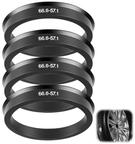 Lot de 4 Bagues de Centrage 66,6 à 57,1, Compatibles avec VW Seat Skoda | Bague de Centrage Jante Universels, pour Jantes Alliage et Acier, Fixation Stable et Réduction des Vibrations