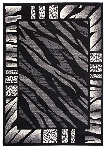 Carpeto Teppich Tiermuster Schwarz Weiss Zebra Animal Safari Tierfell - ÖKO TEX (120 x 170 cm)