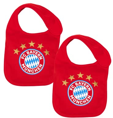 FC Bayern München Baby Lätzchen 2er Set - 5 Sterne - rot Babylätzchen FCB