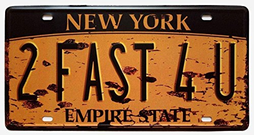 Shinewe New York 2 Fast 4 U Vintage Metallschild Basteln Nummernschild Heimdekoration Zubehör 15 x 30 cm