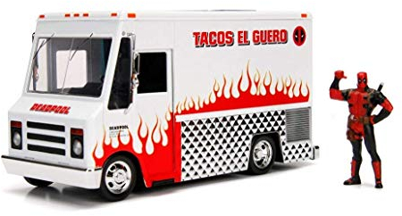 Jada Toys Fahrzeug Taco Truck 1:24 mit Deadpool Figur 7Cm