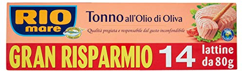Rio Mare, Tonno All'Olio di Oliva, Qualità Pinne Gialle, 14 Lattine da 80 g