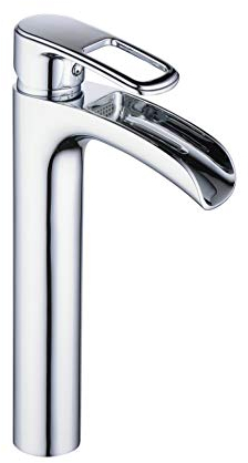 Rubinetto per lavabo da bagno Cascata Monocomando Finitura cromata 1 foro Montaggio su piano Lavabo Miscelatore alto Leekayer,LK6683H