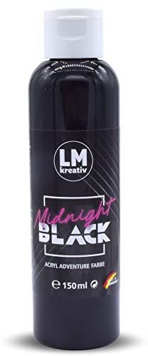 LM-Kreativ Acrylfarbe 150 ml - Midnight Black - Hochdeckende Acryl-Farbe, die perfekt für Künstler und Hobbymaler geeignet ist. Bestens geeignet als Holzfarbe oder zum Bemalen von Papier & Leinwand