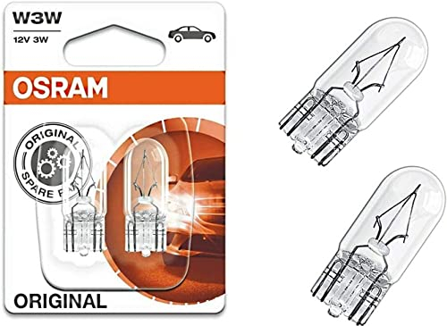2x Osram W3W 12V T10 W2.1x9x5d 2821-02B Standard Bremslicht Hecklicht Parklicht Lizenzlicht Ersatz Halogen Auto Lampe E-geprüft