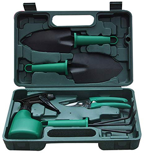 Maxiliving 5 Stück Gartengeräte Set Leicht Gartenwerkzeug Set mit Anti-Rost-Schaufel Schere Harke Water Spray und Tasche