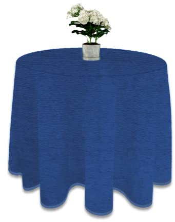 LUA VIKA Falda Mesa Camilla Redonda Chenilla, Ropa Mesa Camilla Redonda, Color Azul, 90 cm