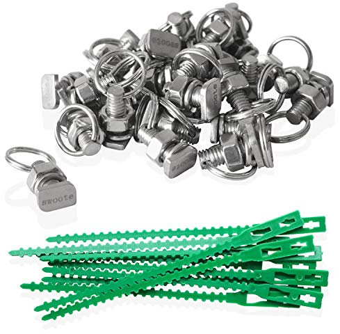 Swoote - Bulloni e anelli per serra, in acciaio inox, confezione da 30 pezzi, per creare punti di ancoraggio in canali per vetri, completi di 10 fascette riutilizzabili