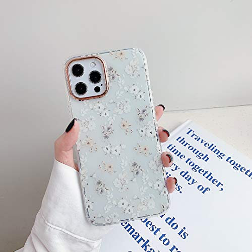 ZCDAYE Case for iPhone 11 Cover, Phone Case Off-White Floral Flower Printed Clear Plastic Hard Back TPU Bumper Protective Case Cover for iPhone 11 (6.1 inch)