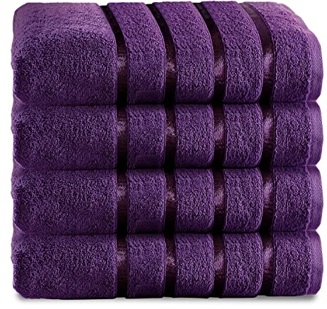 GC GAVENO CAVAILIA Ensemble de Salle de Bain de Luxe résistant à la décoloration, Extra Absorbant, 100% Coton égyptien filé à l'anneau, 500 g/m², Aubergine, Lot de 4 essuie-Mains
