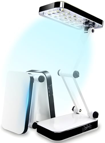 Retoo 5W Schreibtischlampe klappbar mit 24 LEDs, Dimbar und Stromkabel, 2 Helligkeitsstufen, Tischlampe faltbar, Flexibel Nachttisch Leselampe, Energieeffizient, Höhenverstellbare Tischleuchte