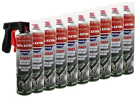 PRESTO_bundle Bremsenreiniger Power Teilereiniger Spray Presto 307287 10 X 600 ml mit Pistolengriff