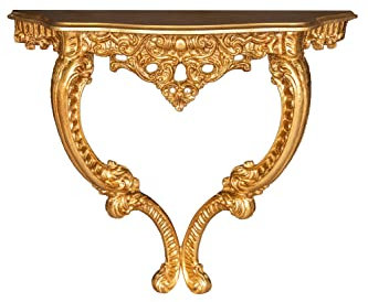 Biscottini Meuble d'entrée Baroque 72 x 62 x 27 cm fabriqué en Italie | Console d'entrée en Bois avec Finition Or Antique