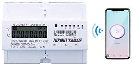 EODUDO-S Smart Home Tuya 3-Phase-Hutschiene W-LAN Energy Meter Timer Stromverbrauch Monitor KWh Wattmeter mit Energieüberwachung. (Color : 60A)