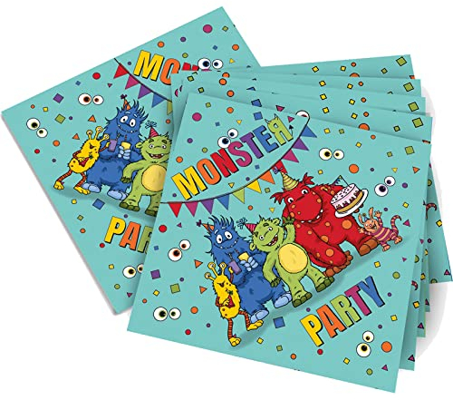 20 Servietten * LUSTIGE MONSTER * für Kindergeburtstag und Mottoparty | Kinder Geburtstag Party Napkins Papierservietten