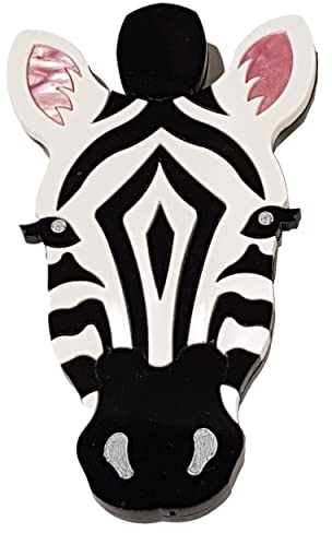 VialeScarpe - Maxi Broche Zebra sculptée au Laser en plexyglass Multicolore et Miroir 9 x 5 cm