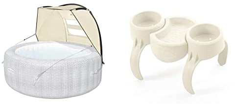 Bestway Lay-Z-Spa Bâche de Piscine et Accessoires Beige & Porte GOBELET pour Spa