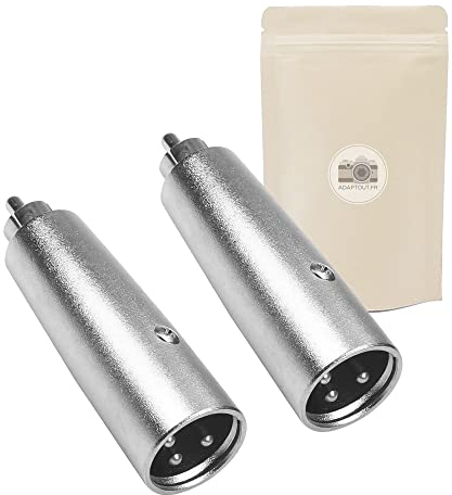 2X Adaptateur XLR Male 3 Pins vers RCA Male Mono Tout Metal Audio HiFi avec verouillage