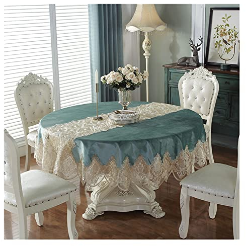 LAErper Tischdecke Runde Tischdecke rosa Goldener Samt Tisch Cover Esstischtücher Haus Stickerei Spitze Blumenhaus Handtuch Stuhl Abdeckung (Color : HM898, Specification : Diameter 200cm Round)