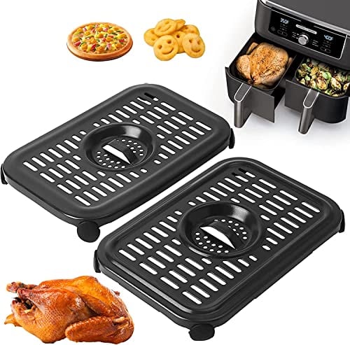GXF Air Fryer Replacement Parts for Ninja Foodi AF300UK 6 in 1 7.6L DualZone Air Fryers, 2 PCS Food Grade Air Fryer Accessories Grill Pan Plate Crisper Plate Rack Tray, Dishwasher Safe