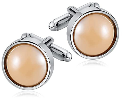 Hemd für Manschettenknöpfe, Runden Edle Manschettenknöpfe aus Beige Edelstahl Geschenke für Herren