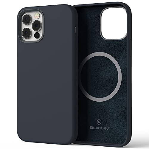 Sinjimoru 4-lagige iPhone 12 Pro Max Silikon Hülle für MagSafe, Magnet Handyhülle als iPhone Schutzhülle kompatibel mit MagSafe Zubehör für iPhone 12 & 13 Reihe. Silicone Case for MagSafe Navy