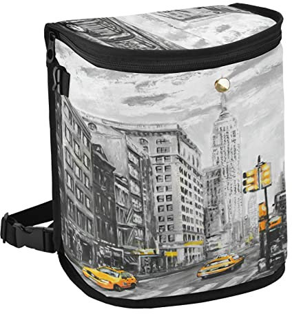 Quteprint New York Street Art Poubelle de voiture avec couvercle, sac poubelle de voiture à suspendre, sac de rangement étanche pour véhicule, organisateur de voiture, accessoires, sac poubelle,