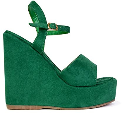 Womens Platform Wedge Heel Sandals Ladies Strappy Ankle Strap Peep Toe Shoes Size 3-8