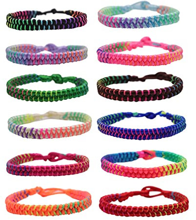 VicBou 12 Pcs Friendship Bracelets, Handmade Woven and Braided Wrap Bracelets for Girls, Women, and Kids